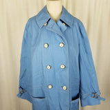 Misty Harbor Yachtsman Cloth Blue Canvas Rain Trench Coat Womens 14 Sailing VTG