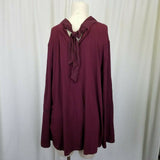 Lysse Plus Ainsley Crochet Trim Choker Top Shirt Tunic Blouse Womens 3X Currant