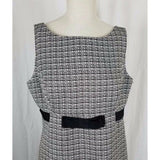 Jones Wear Dress Black & White Woven Mottled Tweed Belted Empire Waist Womens 14