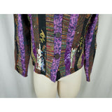 Coldwater Creek Boucle Tapestry Metallic Silk Wool Purple Jacket Womens PXS