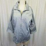 Weekends by Chico's 3/4 Sleeves Jacket Womens 3 XL 16 Silver Gray Pleated Collar