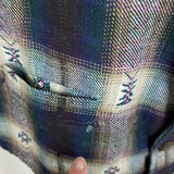 Vintage American Blue Southwestern Aztec Tribal Plaid Vest Mens M Waistcoat