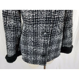 Simon Chang Boucle Woven Tweed Plaid Vegan Faux Pile Fur Lined Jacket Womens 7 8