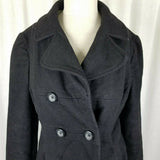 Gap Virgin Wool Double Breasted Navy Peacoat Jacket Short Coat Womens M Black