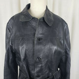 Vintage Paul Blanche Skins Belted Black Leather Jacket Blazer Look Coat Mens