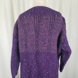 Vintage Handmade Chunky Knit Flecked Striped Sweater Sack Dress Women L Purple