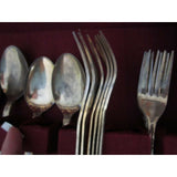 Holmes & Edwards Stainless Steel Floral Flatware Set in Chest Japan Tongs
