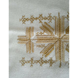 Embroidered Needlepoint Handmade Nordic Fair Isle Holiday Woven Linen Tablecloth