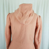 Sybilla Vegan Wool Hooded Skater Fit & Flare Puff Sleeves Coat Peacoat Womens M