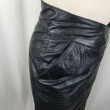 Wilsons Leather Fitted Sexy Black Pencil Skirt Womens 6 Stretch Waist Biker Knee