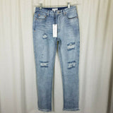 Dance & Marvel Distressed Raw Edge Fringe Blue Jeans Womens M Denim Destroyed