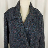 Vintage BBI Wool Black Double Breasted Peacoat Coat Womens 10 Speckled Tweed 80s