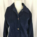 Bill Blass Jeans Stretch Corduroy Shirt Style Jacket Womens M Navy Blue Button