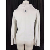 Generra Ruffled Round Collar Asymmetrical Jacket Womens L Oyster $328 Off Center