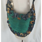 King's Green Leather Suede Hippie Boho Shoulder Bag Purse Handbag NOS Black Tan