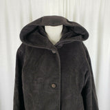 Jones New York Hooded Wool Midi Peacoat Coat Womens 6 Chocolate Brown G-III Long