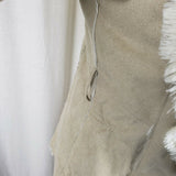 Mystree Vegan Faux Suede Sherpa Lined Drape Ruffled Swing Jacket Coat Womens S