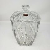 Gorham Lead Crystal Cut Glass Square Lidded Heavyweight Biscuit Cookie Jar Clear