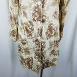 White House Black Market Floral Midi Long Blazer Jacket Coat Womens S Roses Tan