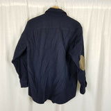 Pendleton Fitted Patch Elbows Wool Trail Shirt Mens Size L Navy Blue Button Up