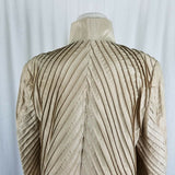 Sabing Bach Silk Ruched Open Front Swing Blazer Jacket Womens L Diagonal Striped