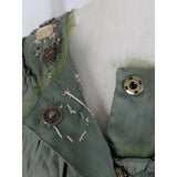 Boston Design Studio Linen Olive Cropped Snap Up Beaded Blazer Jacket Womens 12P
