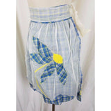 Vintage Gingham Girl Plaid Reversible APRON Mid Century Textile Cotton Ric Rac