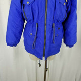 Vintage Edelweiss Fair Isle Fur Trim Hooded 90s Puffer Parka Ski Jacket Womens S