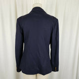 Hannington Boston Wool Blazer Jacket Womens 15 16 Navy Blue Gold Crest Buttons