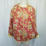 Isabella's Journey Quilted Paisley Sweater Charlotte Jacket Womens L XL Salmon