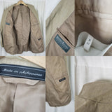 Jeffrey Banks Worsted Wool Sport Coat Jacket Blazer Mens 42R Tan Khaki Summer