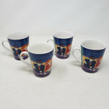 Set of 4 SANGO CAFE Americana Coffee CERAMIC MUGS CUPS #4911 Man & Woman 98