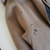 Gap Hooded Felted Wool Belted Tie Wrap Sweater Jacket Womens S Swing Oatmeal Tan