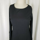 Vince Camuto Rich Black Ribbed Grommet Lace Up Sleeve Sheath Mini Dress Womens M