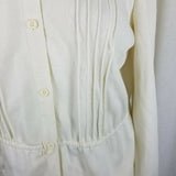 Vintage Charles Alan Pleated Shirt Coat Dress Womens S M Button Down Front Ivory