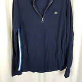 Vintage Lacoste 1/4 Zip  Stretch Sides Racing Stripes Long Sleeve Shirt Mens XL