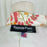 Painted Pony Woven Tapestry Bright Floral Blazer Jacket Womens M Uniquely USA