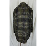 Vintage 50s Union Made Plaid Jackie O Mod MCM Woven Wool Peacoat Coat Womens L