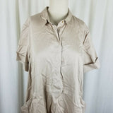 J.Jill Tan Chambray Denim Jean Tunic Sack Shirt Dress Womens XL Pet Cotton Khaki