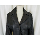 Marc New York Distressed Black Leather Jacket Womens M Fitted Tailored Button Up