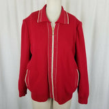 Escalier 100 Jeweled Zip Up Jacket Santana Knit Sweater Jacket Womens L Red Tan