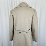 Vintage Tan Wool Half Belted Back Fit & Flare Peacoat Coat Womens S Fuzzy Winter