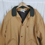 LL Bean Plaid Flannel Lined Insulated Winter Field Jacket Barn Coat Mens XL Tan