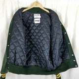 Vintage DeLong Green Bay Packers Letterman Sports Jacket Wool Leather Mens XL