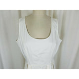 Ellen Tracy White Cotton Summer Sundress Pleated Dress Womens 12 Weighted Lined