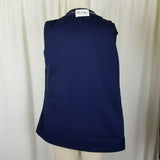 Butte Knit Polyester Blazer Jacket Vintage MCM Womens M Navy Blue White Piping
