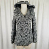 Aeropostale Hooded Wool Herringbone Fit & Flare Double Breasted Peacoat Womens M