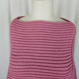 Space Age Ribbed Cable Knit Sweater Cape Poncho Womens S Rose Pink Asymmetrical