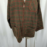 Vintage Alfred Dunner Plaid Wool Cardigan Sweater Jacket Blazer Womens 16 USA