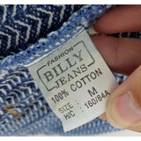 Billy Jeans Herringbone Denim Blue Jean Jacket Womens M Zip Up Indian Chief Logo